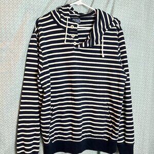 Women's J. Crew Navy/White stripe Hoodie Size L